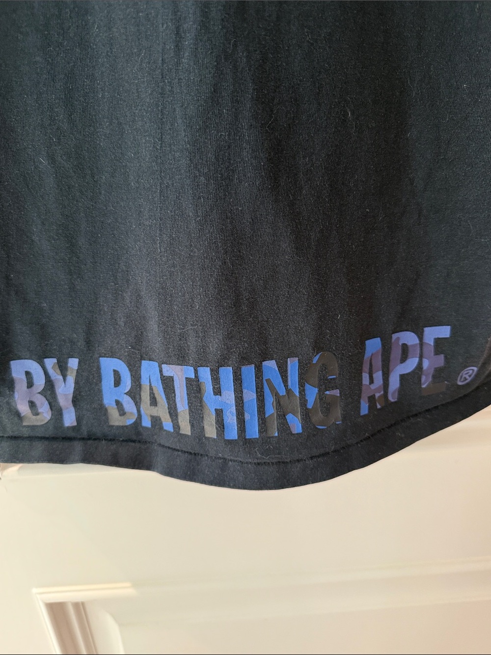 Bape Men’s Black Tee with Blue Camo Ape Head - Picture 4 of 4